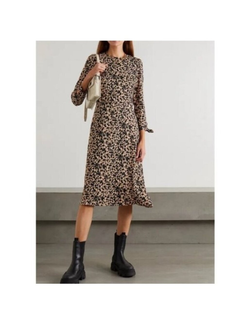 Reformation Port Midi Dress 2 Leopard Print Crepe Animal Print Open Back